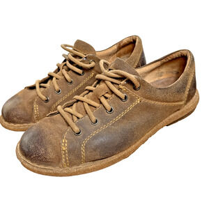 Born Brown Leather Casual Sneakers Size 9.5 EU 41 Trevan Rubber Soles Lace Up